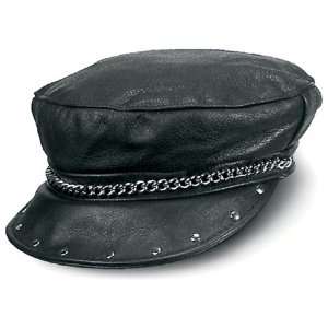  Carroll Leather 134 Black Greek Cap with Chain and Studs 