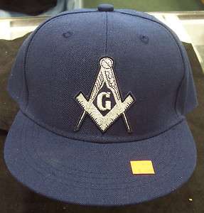 Prince Hall Mason Square and Compass Navy Blue Fitted Hat Various 