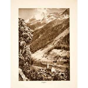  1929 Photogravure Kippel Valais Switzerland Valley Church 