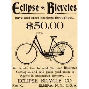  1898 Ad Eclipse Bicycle Steel Bearings Transportation 