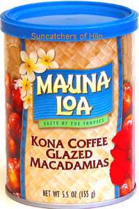 KONA COFFEE GLAZED MAUNA LOA MACADAMIA NUTS 5.5 OZ CAN  