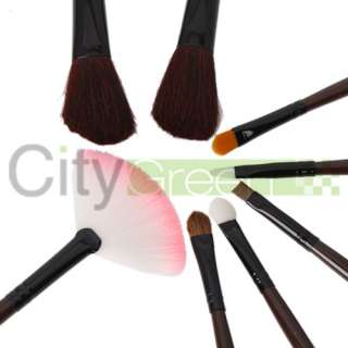 Pcs Eyeshadow Blush Lip Cosmetic Brown Makeup Brush Set + Red Case 