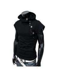 TheLees Mens casual buckle zipper slim hoodie T shirts