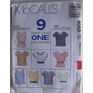  McCalls Sewing Pattern 8050 Misses Tops Size FW (18,20 