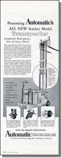 1956 Automatics Walk Behind Electric Forklift,Print Ad  