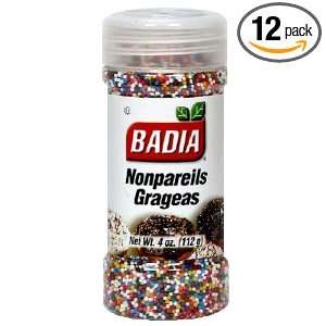 Badia Non pareils, 4 Ounce (Pack of 12)  Grocery & Gourmet 