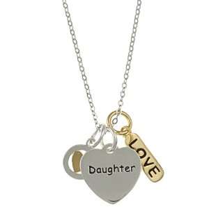 La Preciosa Sterling Silver Daughter, Love and Heart Necklace
