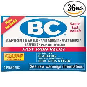  BC Powders Headache Powder, 2 Count (Pack of 36) Health 