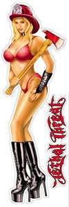 Lethal Threat 1st Responder Fireman Pin Up Girl Decal  