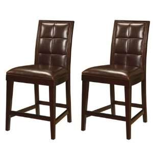   Back Leather Counter Stool in Coffee Bean   set of two