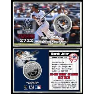  MLB NYY Derek Jeter Yankees All Time Hit Record Silver 
