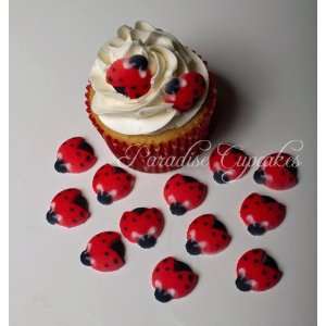  Set of 12 Edible Sugar Ladybug Toppers for Cakes or 