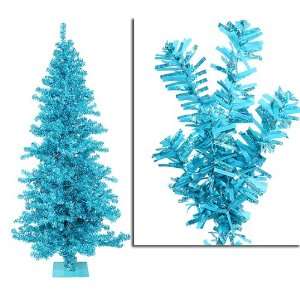  6 Sky Blue Wide Cut Laser Tinsel Christmas Tree   Unlit 