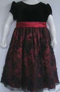 RARE EDITION GIRLS RED & BLACK PARTY DRESS(Size 3T/3)  