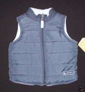 NWT Boys Eddie Bauer Baby Dusty Blue Reversible Vest Coat Jacket 12 