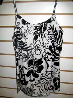 NEW Hawaii Design Women Sleeveless Blouse Top Hawaiian Floral ~ WHITE 
