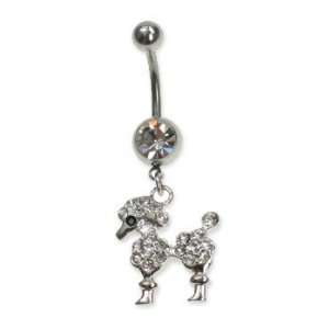 Belly Button Ring Dangling Dog
