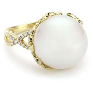  Katie Decker Ivy 18k Diamond and South Sea Pearl Ring 