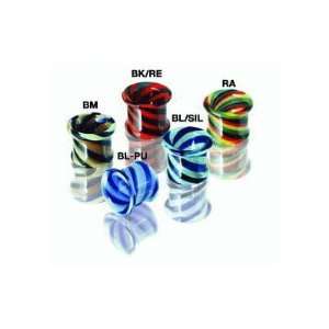  Pyrex Glass Rainbow Swirl Single Flared Tunnels  8g (3.2mm 