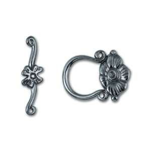  Gunmetal Plated Pewter Flower Toggle Clasp Arts, Crafts & Sewing
