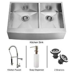 Vigo VG15107 Stainless Steel Kitchen Sink and Faucet Combos Double 