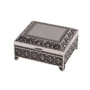  SQUARE JEWELRY BOX, NICKEL PLATED.