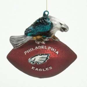 Philadelphia Eagles NFL Glass Mascot Football Ornament (6)  