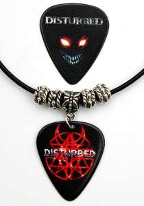 Disturbed Black Leather Guitar Pick Necklace + Pick  