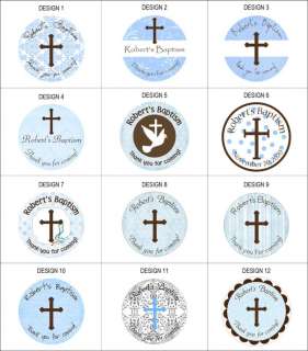 48 round personalized Baptism / Christening labels 2.5 stickers party 