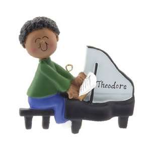  Personalized Ethnic Piano Player Male Christmas Ornament 