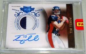 Tim Tebow Plates and Patches 2 Color Rookie Patch Auto /25  