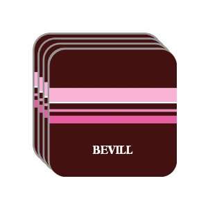 Personal Name Gift   BEVILL Set of 4 Mini Mousepad Coasters (pink 