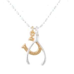 WISH FOR LUCK Lucky Horseshoe and Wishbone Pendants in Sterling Silver 