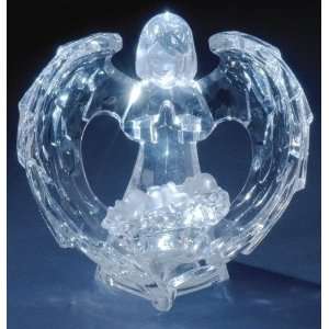 Pack of 2 Icy Crystal LED Lighted Angel with Baby Jesus Christmas 