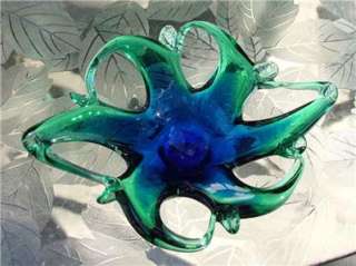 Blue and Green Spectacular Murano Art Glass 8 3/4 Bowl  