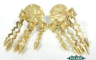 Stunning 14k Yellow Gold Chandelier Designer Earrings  