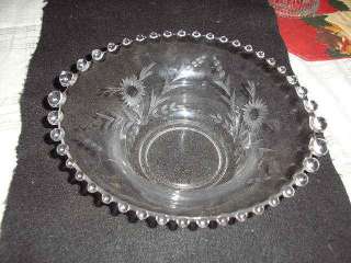 CANDLEWICK GLASS ETCHED FLOWER 10&1/2 BELLED BOWL  