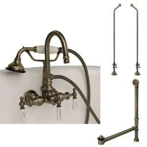   with Hand Sprayer, Supplies for Copper Pipe, and Drain   Antique Brass