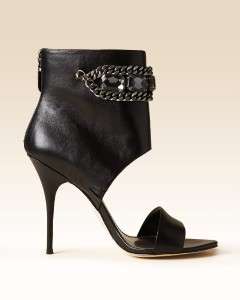 Bebe Kardashians Black Leather Jeweled Bootie Heels 7  