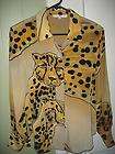 Leopards Handpainted Silk Shirt Daskal 8 Signed EUC M