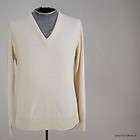 Vtg Mens 80s Indie ROBERT BRUCE V NECK Cream Sweater LARGE