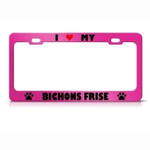  Bichons Frise Paw Love Heart Pet Dog Metal license plate 