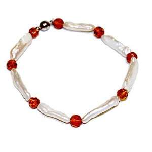  White Biwa Freshwater Pearl Bracelet 8 Jewelry