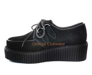    101 Womens Platform Black Suede Creepers Rave Casual Shoes  