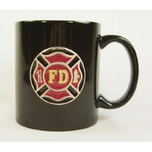  Black Coffee Mug with Firefighters Cross Logo, 12 Ounce 