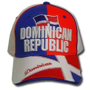 DOMINICAN REPUBLIC WHITE BLUE RED BASEBALL CAP HAT ADJ  