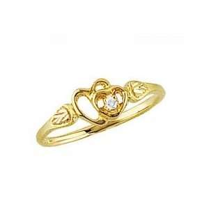    gold Authentic Black Hills Gold Womens Diamond Heart Ring Jewelry