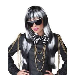  Black/White Untamed Pop Star Wig for Halloween Costume 