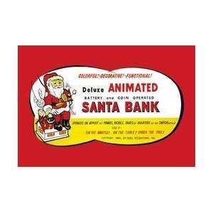Animated Santa Bank 12x18 Giclee on canvas 