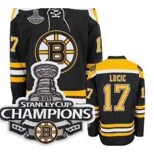  Kids 2011 Stanley CUP Champions Patch #17 Milan Lucic Black 